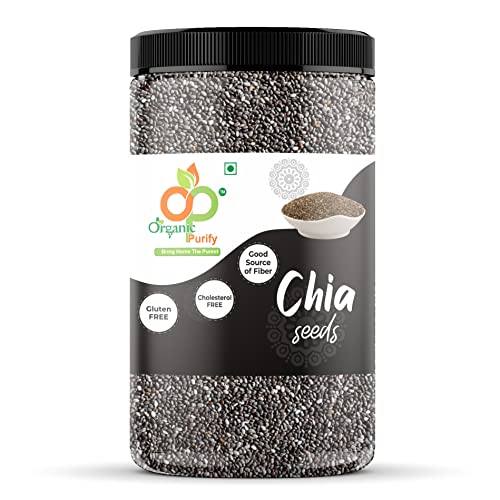 Organic Purify Chia Seeds | Omega-3 Seeds for Eating | Non-GMO and Fibre Rich Seeds | Best for Weight Loss | Healthy Snacks. Jar Pack 800g