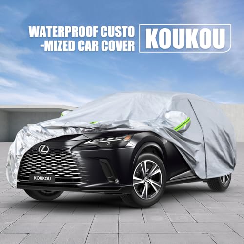 Image of KouKou 6 Layers Car Cover Custom Fit Lexus RX300 /330 /350 /350L /450 from 2003 to 2025, Waterproof All Weather for Automobiles, Sun Rain Dust Snow Protection.
