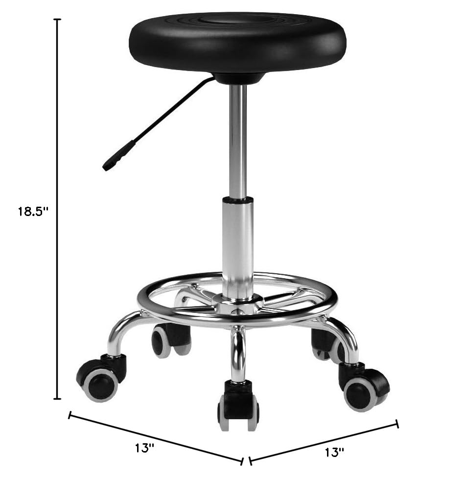 Image of Performance Tool W85027 Adjustable (19 - 24 Inch) Pneumatic Rolling Bar Stool, 250 Lbs Capacity