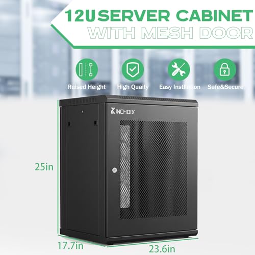 Image of Network Rack Enclosure Cabinet Enclosure for Computer Data Networking Electronic Equipment, Removable Side Panels, Locks, 25in Depth (12U)