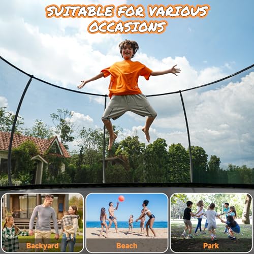 10FT 12FT 14FT 15FT 16FT Outdoor Trampoline with Enclosure Net, Heavy Duty Yard Trampolines, ASTM Approval Recreational Trampolines for Kids and Adults - Image 3