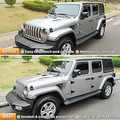 26PCS Full Set Exterior Decoration Trim Kit for Jeep Wrangler JL JLU 2018-2023 Door Hinge Handle Engine Hood Hinge Hood Latch Wheel Eyebrow Side Air Outlet Rear Tailgate Window Hinge Cover (Black)