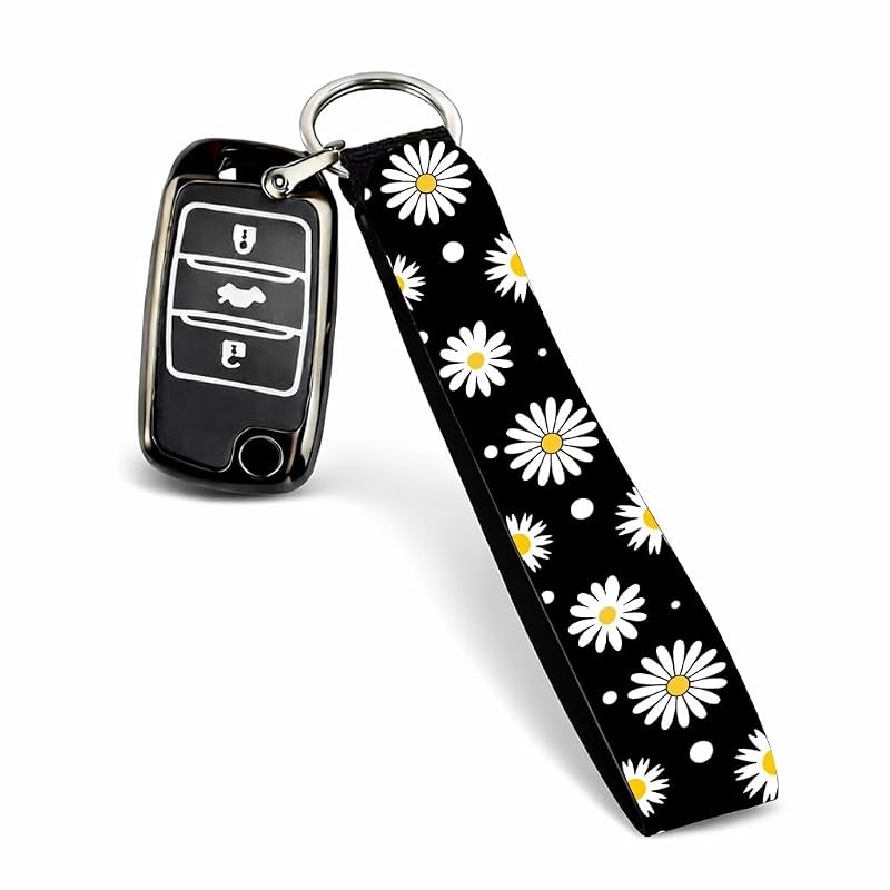 Chaveiro de Pulso para Carro em Neoprene com Estampa de Margaridas YUXIYAN