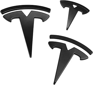 HEYCE 3D-Metall-Auto-Aufkleber und Abziehbilder-Emblem-Abzeichen T Logo passen Tesla,Schwarz,Model Y