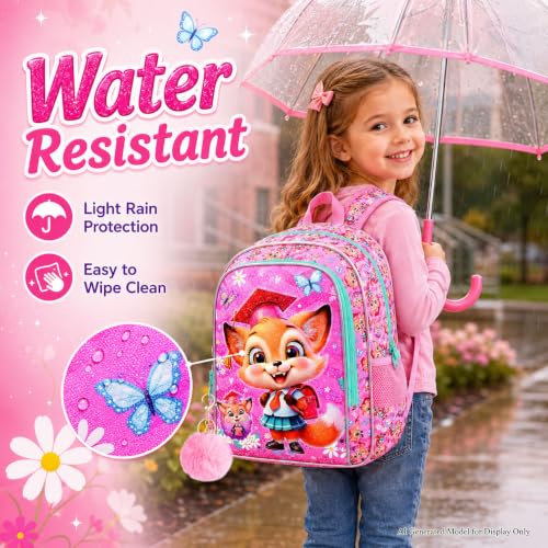 Image of AGSDON 3PCS Backpacks for Girls, 16 inch Elementary Kids Backpack Preschool School Bookbags and Lunch Box