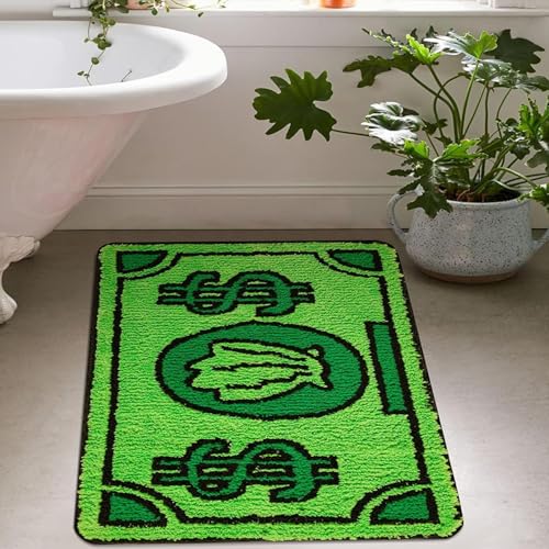 Alfombras de baño suaves absorbentes de agua con forma de dinero 7