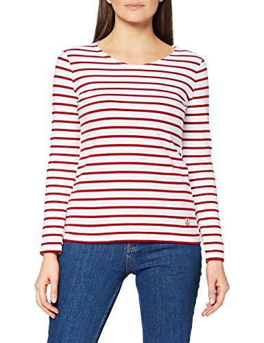 Armor Lux Damen Marinière plozévet Femme Langarmshirt, Mehrfarbig (320 Blanc/Braise 320), 44 (Herstellergröße: 5)