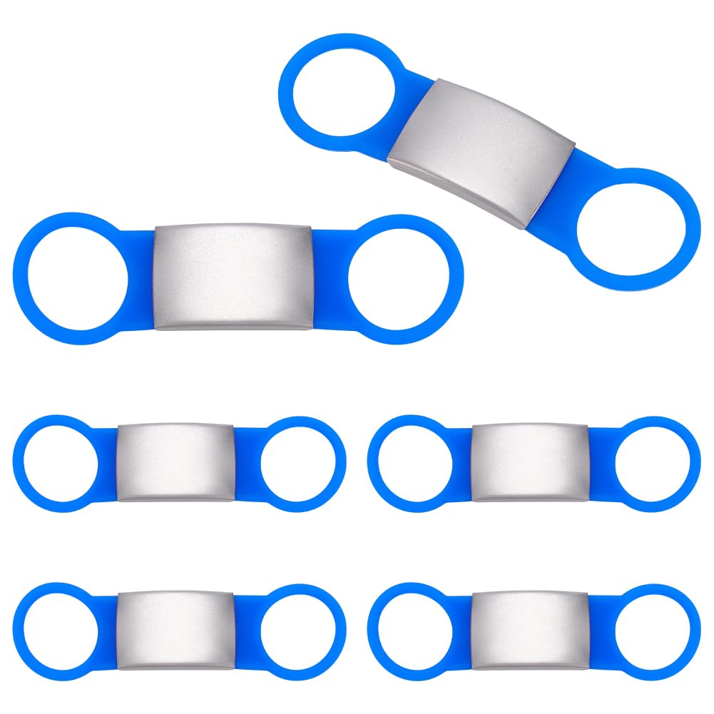 UNICRAFTALE 6Pcs Blue Pet Tag 84mm Long Id Silent Dog Tags 304 Stainless Steel No Jingle Engraved Name Tags Personalized Tag for Harnesses Puppies Kitties Animals Collars