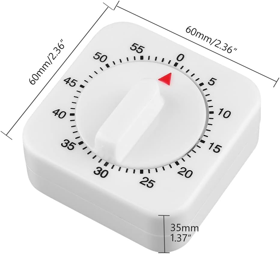 Kitchen Timer 60 Minutes Counting Square Cooking Alarm Clock Sleep Mechanical Stopwatch