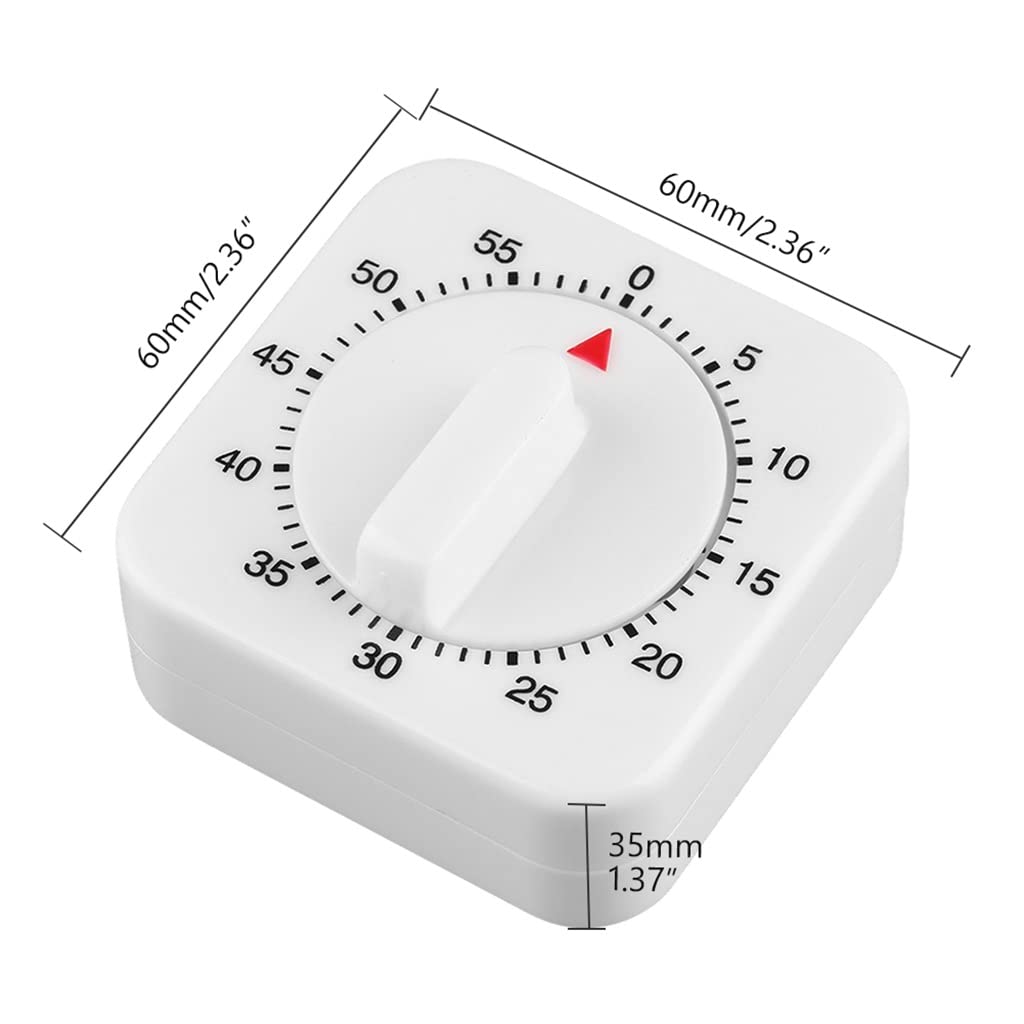 minutnik, Kitchen Timer 60 Minutes Counting Square Cooking Alarm Clock Sleep Mechanical Stopwatch