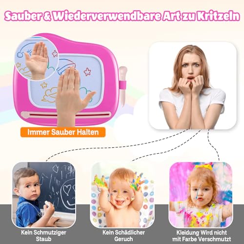 Smasiagon Kinderspielzeug ab 1 Jahr, Magnetische Maltafel Zaubertafel Bunt Zeichentafel Magnettafel mit 4 Beine für Kinder Geschenk für 1 2… – Ansicht 3