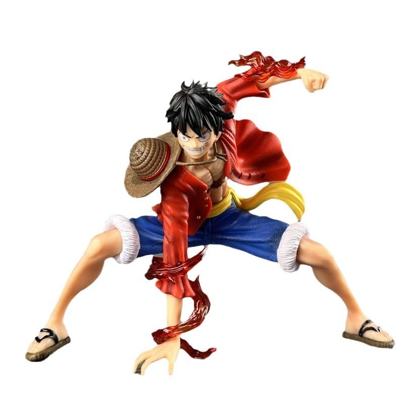 REOZIGN Luffy Figure, Anime Figures Fighting Monkey D Luffy 17 Cm/6.7 Inch Anime Model Game Character Statue Collection Decoration Gifts