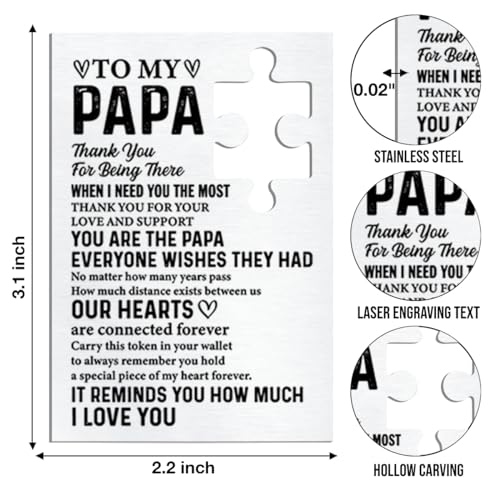 Papa Gifts Engraved Wallet Insert Card, Father's Day Gift Card for Grandpa, Thank You Gift for Grandpa Grandfather Grandad Birthday Christmas2