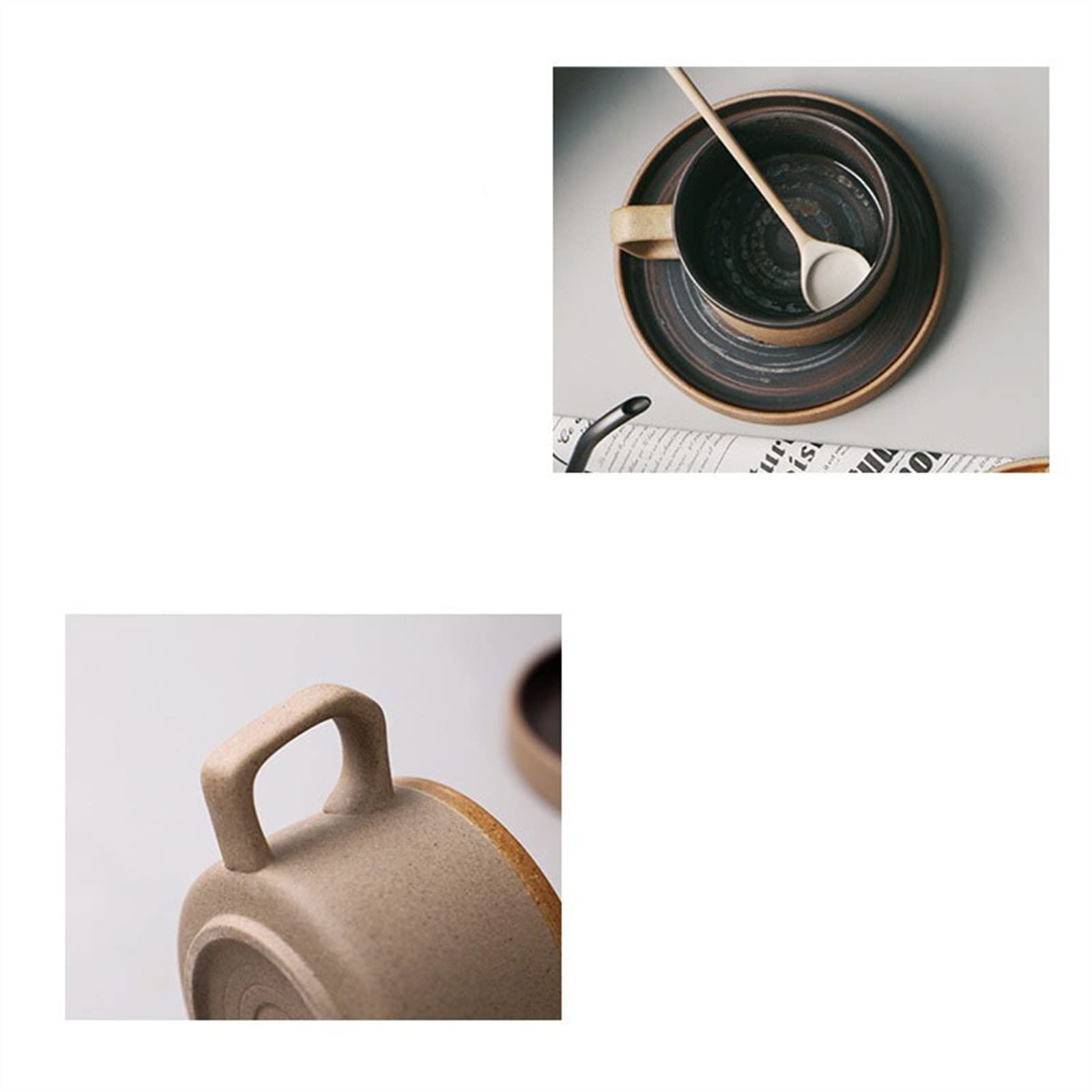 NZPOST Tazas de cerámica de Estilo Vintage, Taza, Juego de Platos y Tazas de 200 ml, Taza de café para Oficina, Taza de té con Leche (Dorada)
