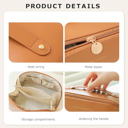 Personalized Leather Makeup Bag, Large Capacity Cosmetic Bag for Women, Bridesmaid Gifts, Laser Engraving Name, Travel Toiletry Bag with Waterproof PU Leather, Bride Gifts, Wedding Party, Gift for Mom4