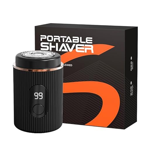Mini Electric Shaver - Type-C Fast Charging, LED Digital Display, 18 Precision Steel Blades, Trendy Dual Color Mini Design,Portable Powerful Waterproof Electric Razor (Black)