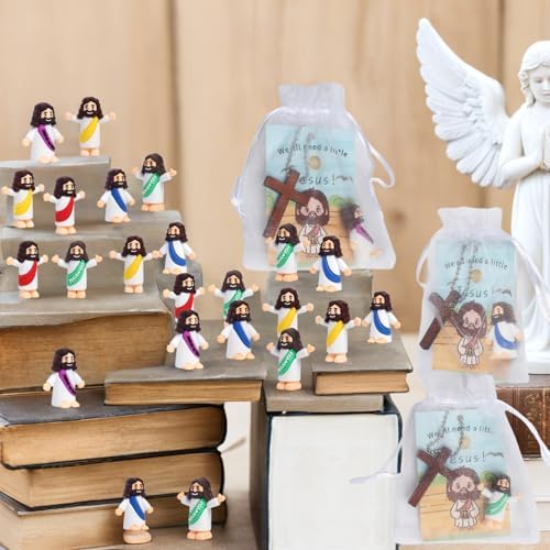 Mini Jesus Figure - 10 Set Little Jesus Pocket Hug Token with Crosses, Cards and Storage Bags, Religious Gift for Baptism, Confirmation, Communion, Easter — view 4