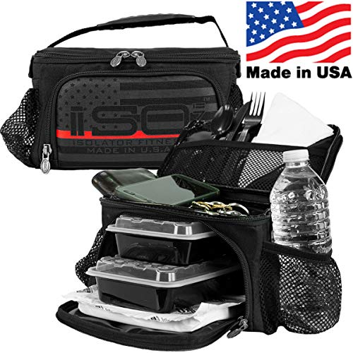 THIN RED LINE 2 Meal ISOMINI Meal Prep Management Insulated Lunch Bag Cooler