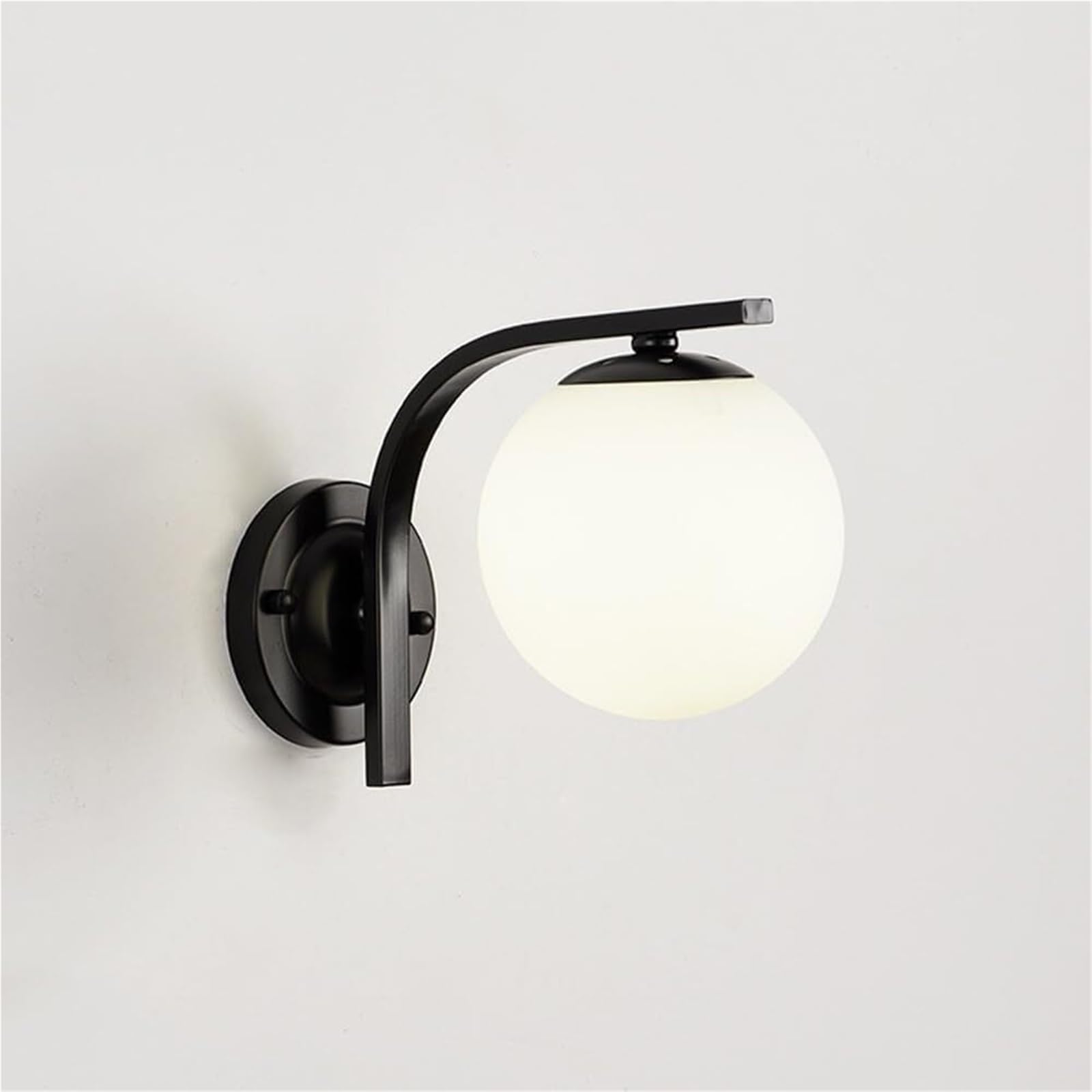 HPTHLY Minimalist Glass Ball Wall Lamp Nordic Bedside Small Wall Light, American Style Metal Wall Sconce, Bedroom Balcony Corridor Staircase Wall Lighting Fixture In (Black)