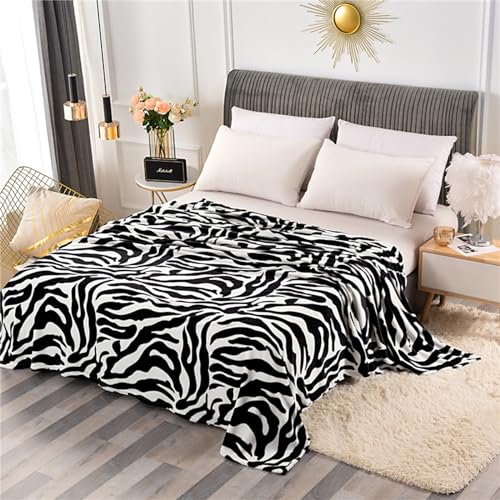 Highdi Manta para Sofá Extra Suave, Invierno Manta Polar Cálida Mullida Super Caliente Manta Cama para Adulto y Niño Sala de Estar (150x200CM,Estampado de Cebra)
