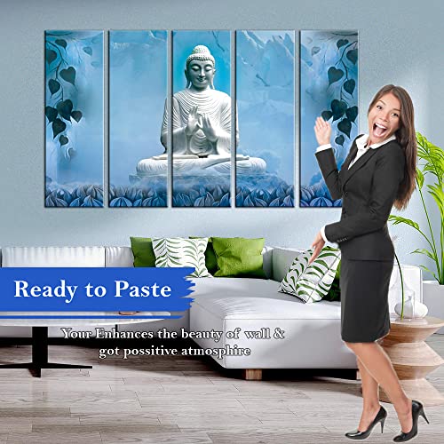 Image of Spacter art Lord Buddha Wall Painting for Living Room Big Size - Meditating Gautam Buddha Painting Wall Decor Peaceful Art for Bedroom, Office, Hotels & Gifting - Wooden Framed (30x60 inch) SPN01