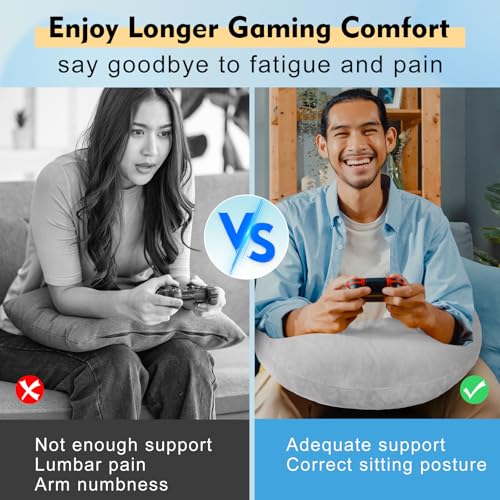 Reading Gaming Pillow Arm Rest for Bed Adult Kid: Lap Desk Pillow for Sitting in Bed/Sofa/Floor-Compact Arm Support Pillow for Reading/Gaming/Working/Crocheting Improve Sitting Posture&Reduce Fatigue