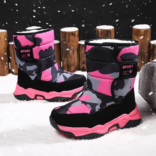 IWIHMIV Boys Winter Boots Girls Outdoor Warm Mid Calf Winter Shoes Warm Comfortable Hiking Boots for Toddler2