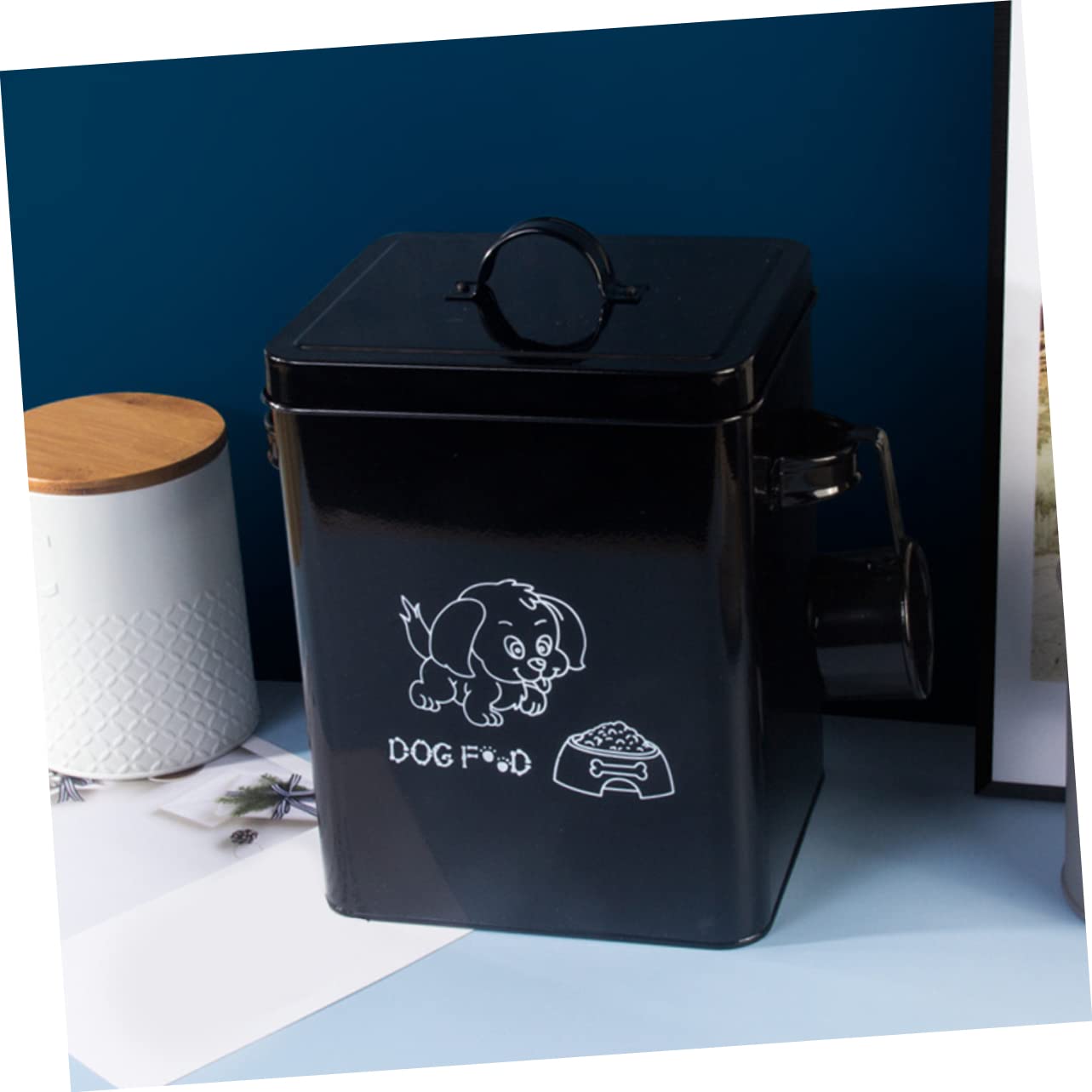 ORFOFE Contenedor para Almacenar Alimentos para Mascotas de 5l Diseño Hermético y Tapa, Cubo de Metal Galvanizado para Comida Canina en Casa