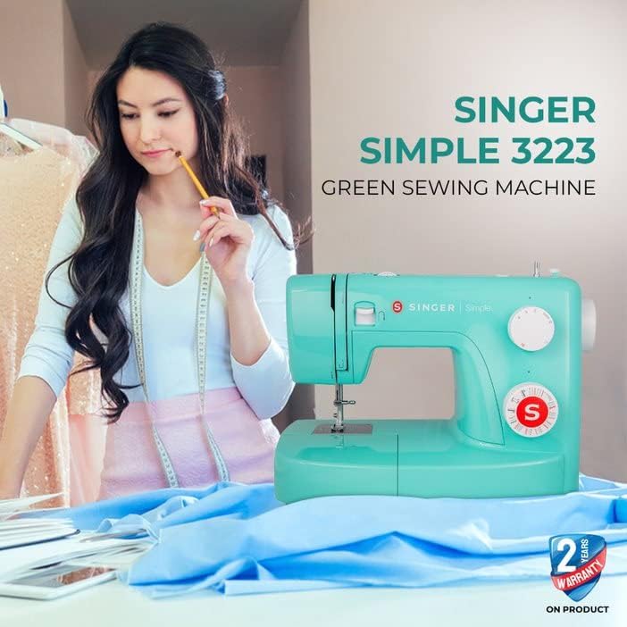 SINGER | 3223G Sewing Machine with 97 Stitch Applications, Green, 4-Step Buttonhole, & Free Arm - Perfect for Beginners - Sewing Made Easy