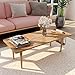 WoodShine Mid Century Modern Mini-Swing Wooden Coffee/Tea Table, Japanese Low Floor Desk, Real Solid Wood Cafe Table with Storage for Home Living Room,Office, Length of 47.25 inches,Natural