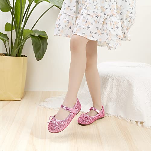 PANDANINJIA Toddler Dress Shoes Bowknot Mary Jane Shoes Girls Ballet Flats for Kids Wedding Party Uniform Church Shoes3