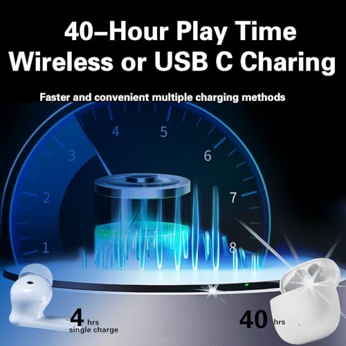 Image of Wireless Earbuds with Active Noise Cancellation,40H Playtime,Bluetooth 5.3 Headphones,Hi-Fi Stereo Sound IPX7 Waterproof (Cloud White)