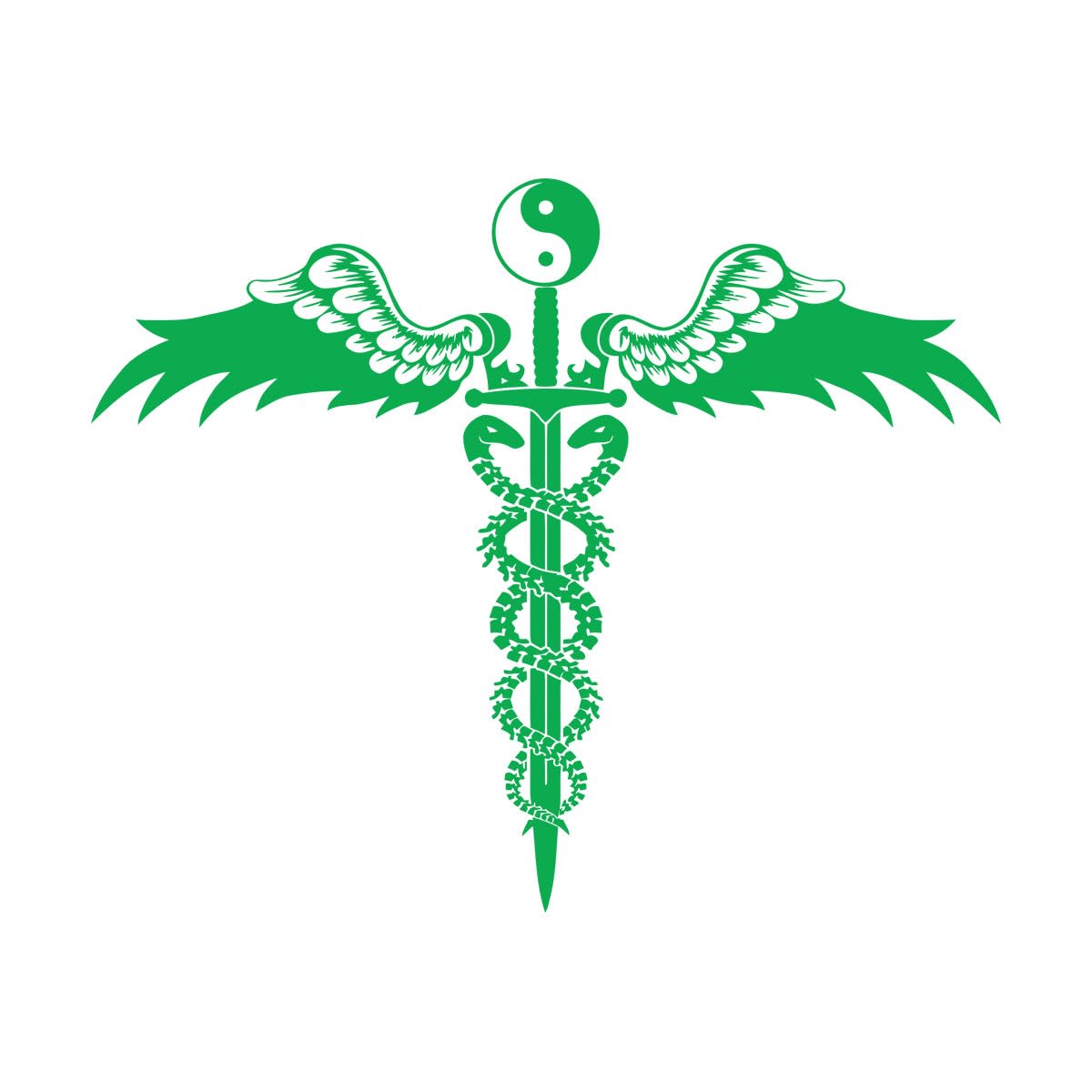 Sword Caduceus Ancient Symbol Yin Yang Fine Carving Stickers 81x100.8cm Do not Damage the wall Surface Extra Large Green