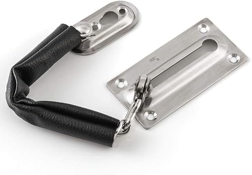Oifaodao Silver Door Chain, 304 Stainless Steel Door Chain Lock With Pu Leather Wrap