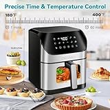 Jwevvie Air Fryer 6.2 QT Oilless 1500W Large Capacity Oven Air Fryers Healthy Cooker with 12 Functions, Visual Cooking Window, Non-Stick Basket,Temperature Control