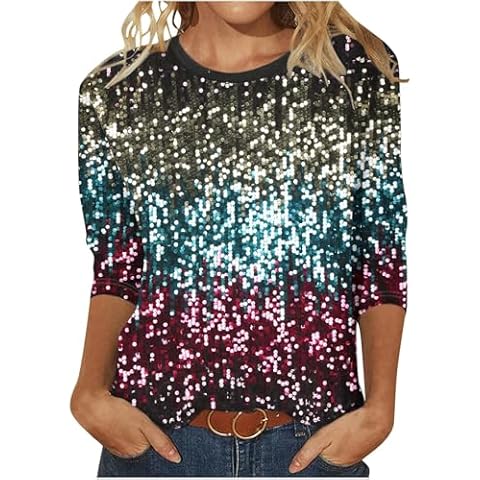 Silver Tops Women Black Long Sequin Shirt Cover