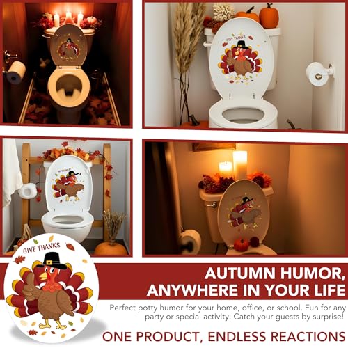 Iconikal 2-Piece Thanksgiving Toilet Seat Cling Set Funny Turkey 11.2x13-Inch Removable Bathroom Decor Protective Lid Sticker No Adhesive Holiday - Image 6