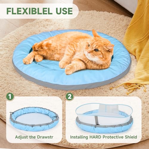 GoGoPaw Cat Bed for Indoor Kitten Bed Washable, Anti Anxiety Round Donut Pet Beds for Small Dogs Cats, Super Soft Plush Fur Pet Bed (Blue，21 Inches) — view 6