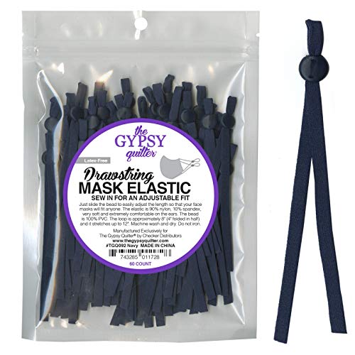 Gypsy Quilter Navy Adjustable Elastic Mask Drawstrings
