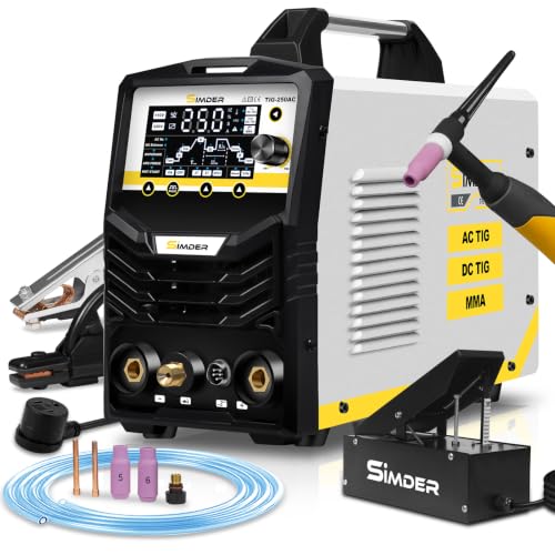 Image of SSIMDER 250A AC DC TIG Welder Pulse with Foot Pedal Aluminum Stainless