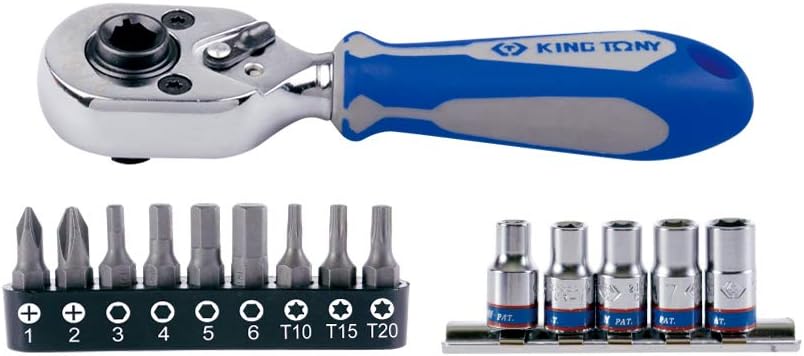 KT Pro Tools 2515MR 1/4" Drive 15-Piece Bit Socket and Mini Ratchet Set