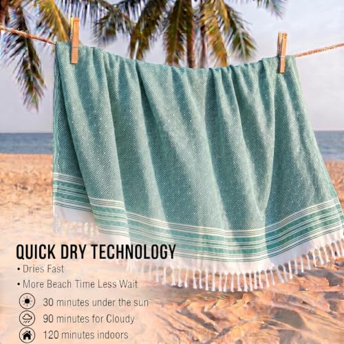Image of Yongoes Oversized Turkish Beach Towel Blanket Cotton Giant XL Sandproof Towels Huge Linen XXL Extra Large Big Throw Quilt Blankets for Adults Cloud Travel Camping Glamping Accessories Essentials