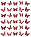Lot de 30 décorations comestibles en papier gaufrette pour gâteaux d'anniversaire Motif papillons rouges