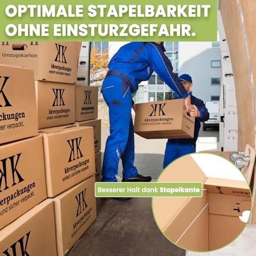 Umzugskartons 2-wellig, 15 Stück, stabil und stapelbar
