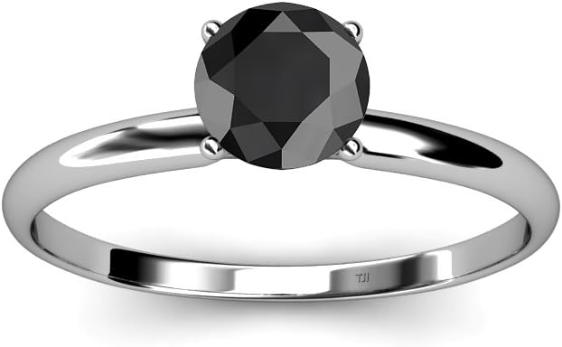 TriJewels Black Diamond Round Shape Solitaire Ring 3.00 ct in 14K Gold