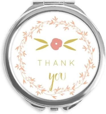 Thank s Art Pattern Hand Compact Mirror Round Portable Pocket Glass