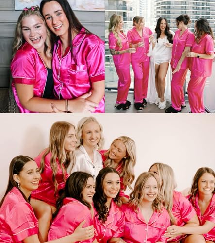 Image of SWOMOG Women's Plus Size Pajamas Silk Satin Pajama Set Short Sleeve Shirt with Full-Length Pants Pjs Sleepwear Set 18W-26W
