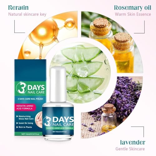 Image of 3 Days Nail Care Serum with Keratin Amino Acid Formula | Nail Repair & Strengthening Treatment for Damaged, Weak & Brittle Nails | Glossy Finish Nail Growth Serum (Pack Of 1)