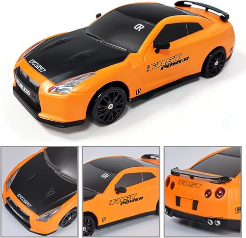 Image of Rc Drift Remote Control Car 1:24 Scale, High-Speed, 4Wd, Lights, Battery Racing Car, Drifting Tires, 2.4Ghz, for Kids (RC Drift II - Yellow)