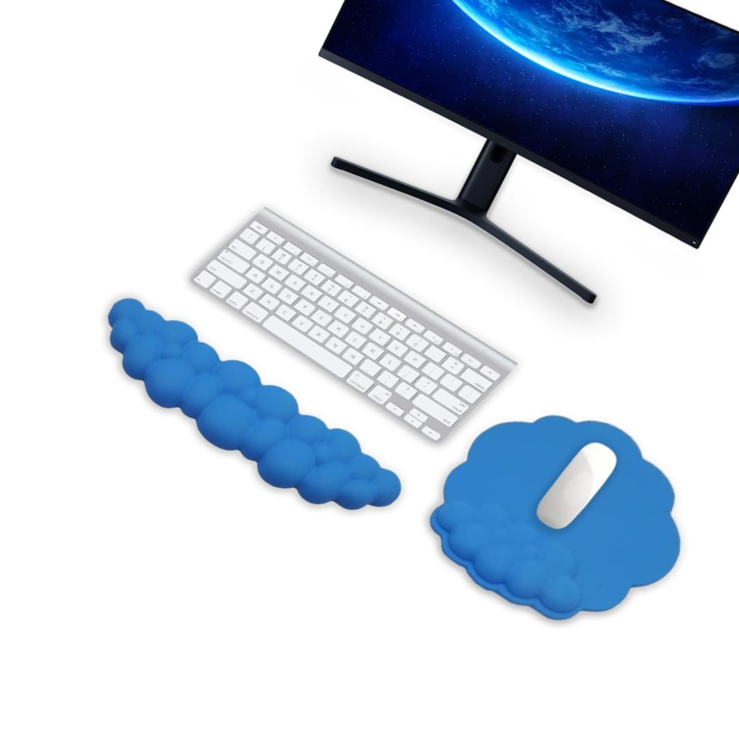 Cloud Wrist Rest Keyboard and Mouse Pad Set, Memory Foam Wrist Rest Cloud Mouse and